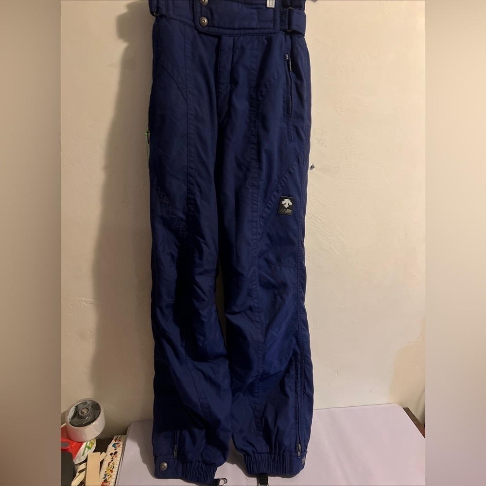 Descente Mens Snow Pants Size 30 Blue Elastic Waist Zip Pockets Ski Vintage